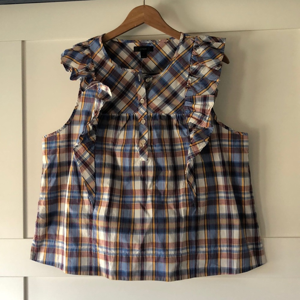 Adorable J. Crew Ruffled Plaid Tank
